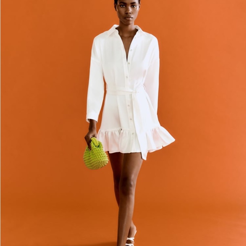Zara Ruffled Satin Dress